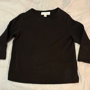 Sara Campbell Black Three-Quarter Sleeve Knit Pullover